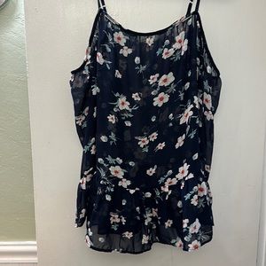 Navy blue shirt with flowers